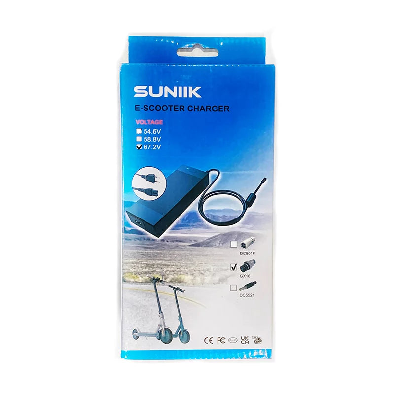 67.2V GX16 3-pin 2A charger (premium fanless version)