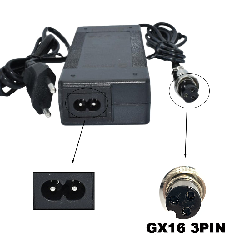 54.6V GX16 3-pin charger (premium fanless version)