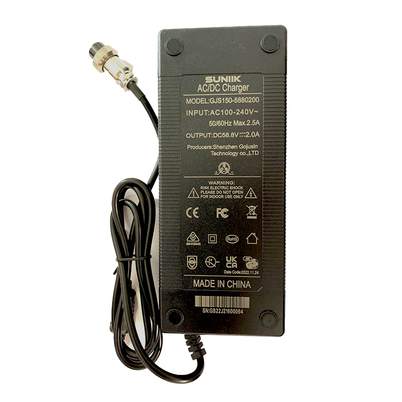 58.8V GX16 3-pin 2A charger (premium fanless version)