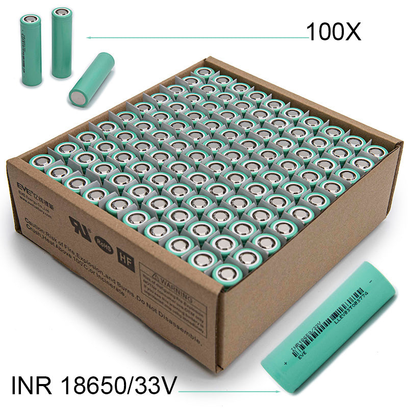 Li-ION EVE ICR18650-33V 3100mAh – 10A – CAIXA COM 100 UNIDADES