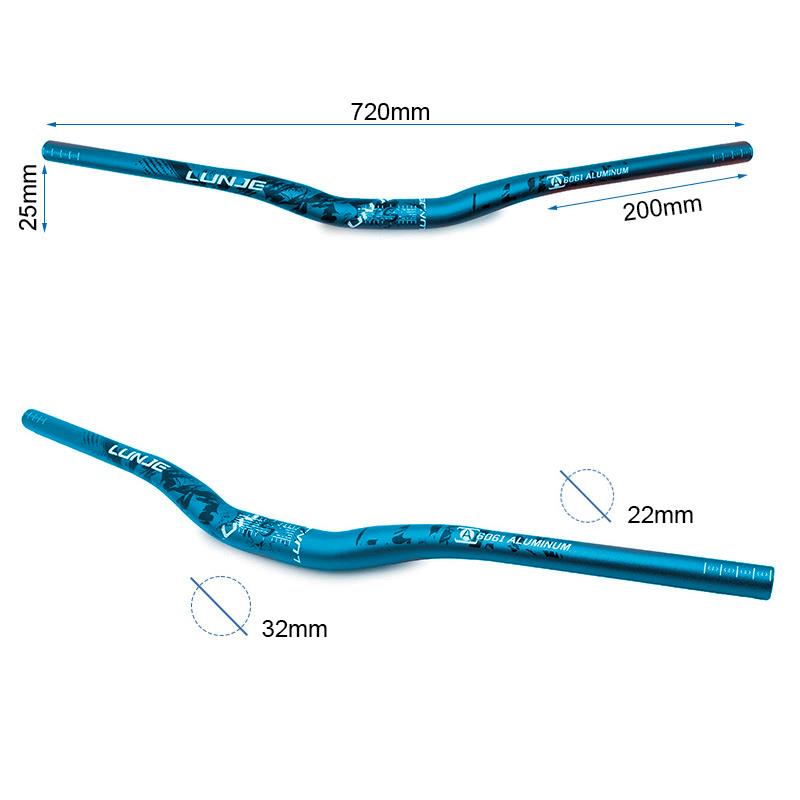 Guiador de 720 mm com elevação de 25 mm (azul)