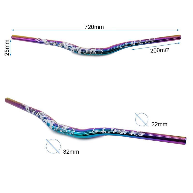 Guiador de 720 mm com elevação de 25 mm (multicor)