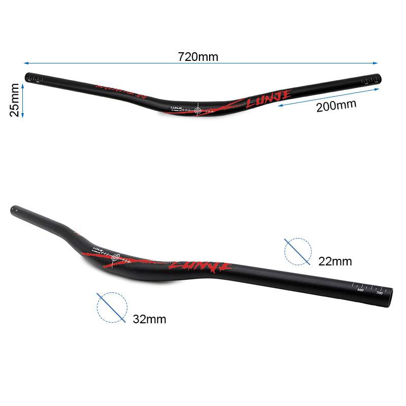 Guiador de 720 mm com elevação de 25 mm (preto)