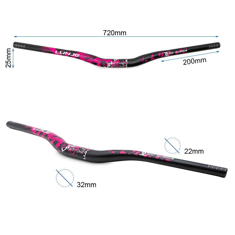 Guiador de 720 mm com elevação de 25 mm (rosa)