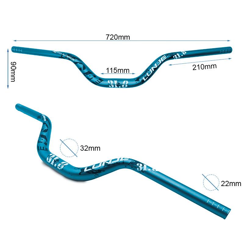 Guiador de 720mm com 90mm de elevação (Azul)