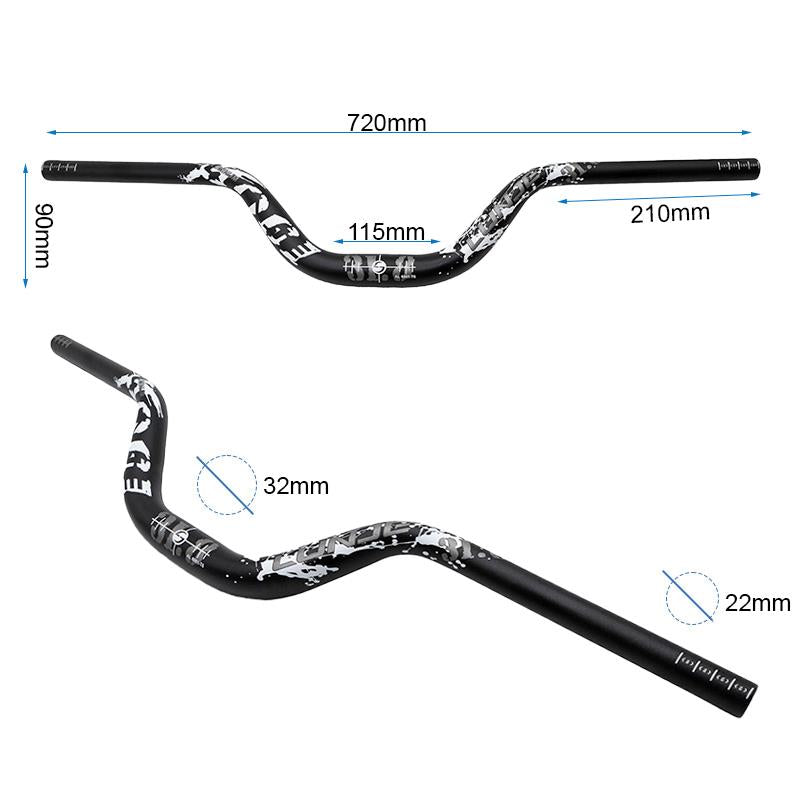Guiador de 720mm com elevação de 90mm (preto)