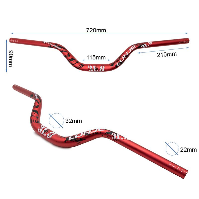 Guiador de 720mm com 90mm de elevação (vermelho)