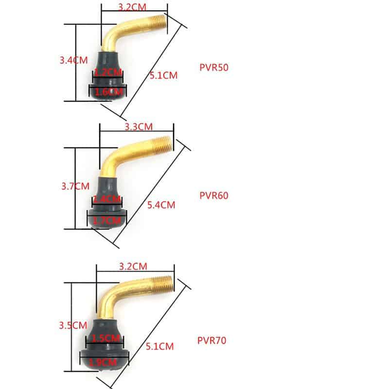 Válvula curva tubeless – 4 medidas